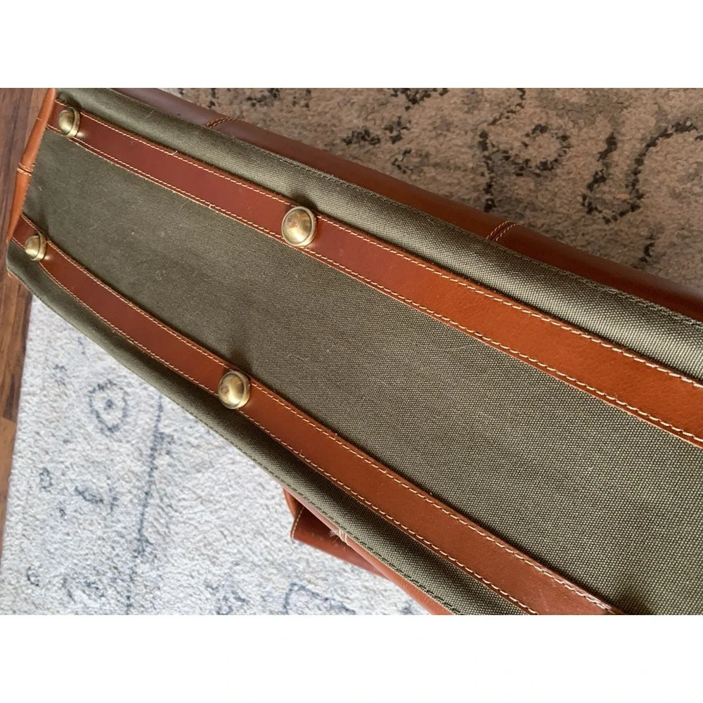 Vintage Canyon Outback Green Canvas & Leather Tote Bag 